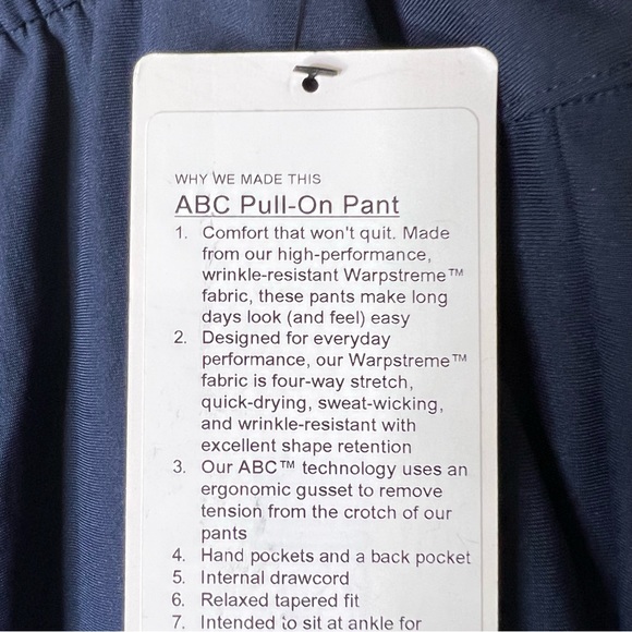 New Mens Lululemon ABC Pull On Pants in True Navy - Picture 6 of 10